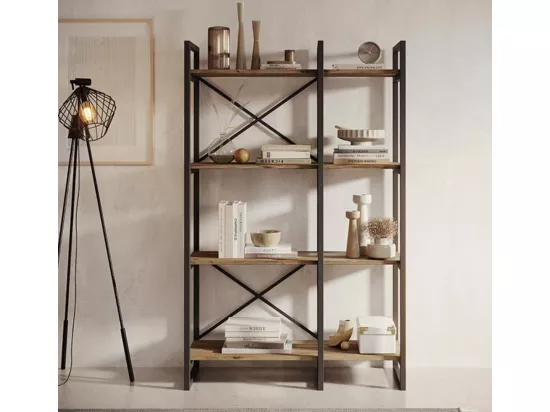Etagère en Pin Atlantique et Acier avec 87,5x30x138cm Factory E