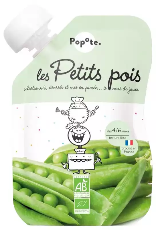 Petite gourde de purée de Petit Pois dès 4 mois - L'unité 120g