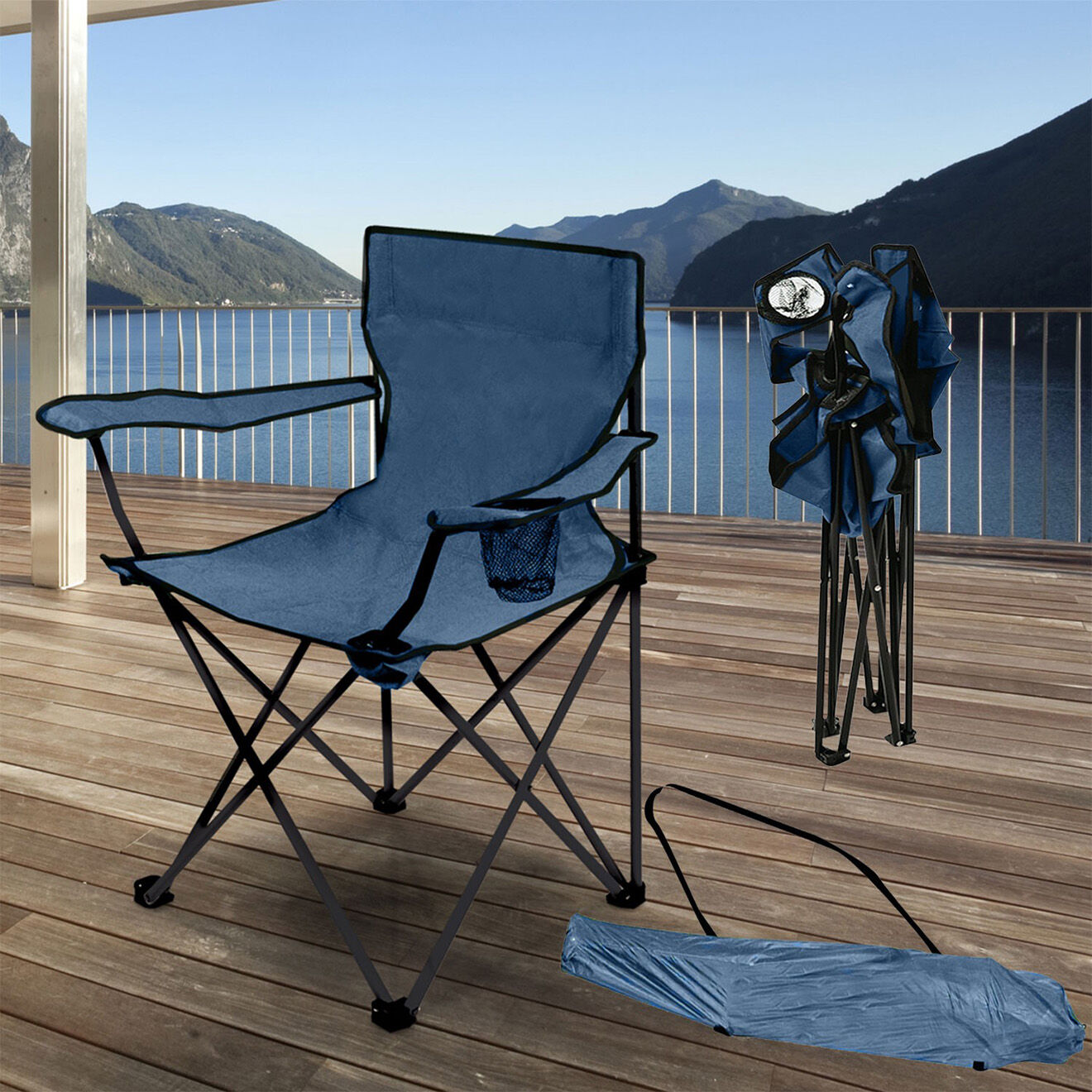 Sourcidys Fauteuil pliable bleu - 80x82x48 cm