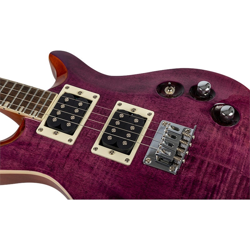 Flight Rock Series Vanguard Transparent Purple elektrische solidbody tenor ukelele met gigbag