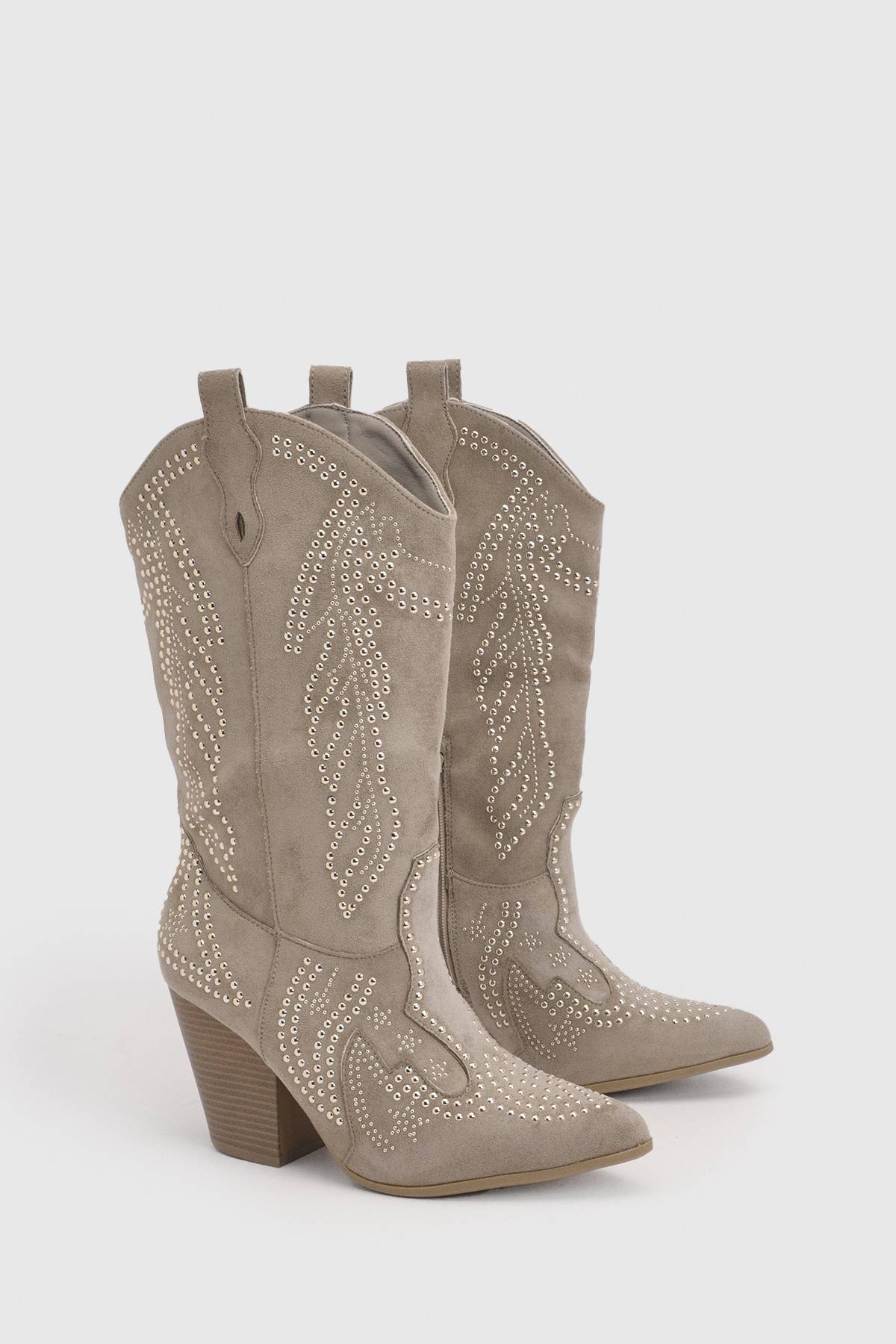 boohoo Bottes Western En Synthétique Avec Détails Cloutés