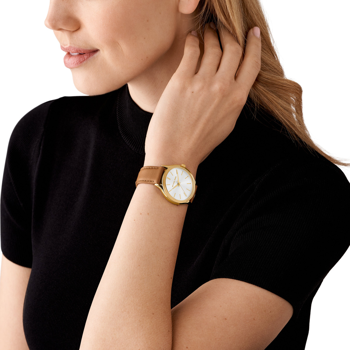Montre MICHAEL KORS slim runway femme bracelet cuir marron