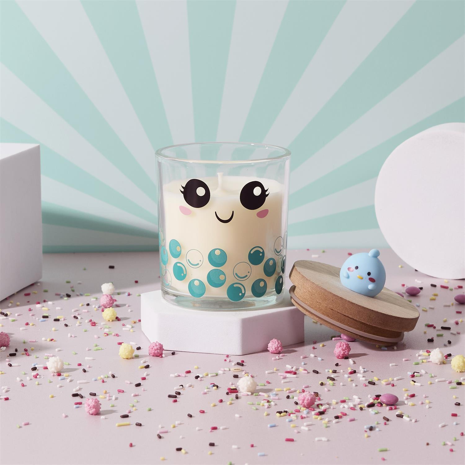BOUGIE PARFUMEE VERRE TOP BOIS KAWAII