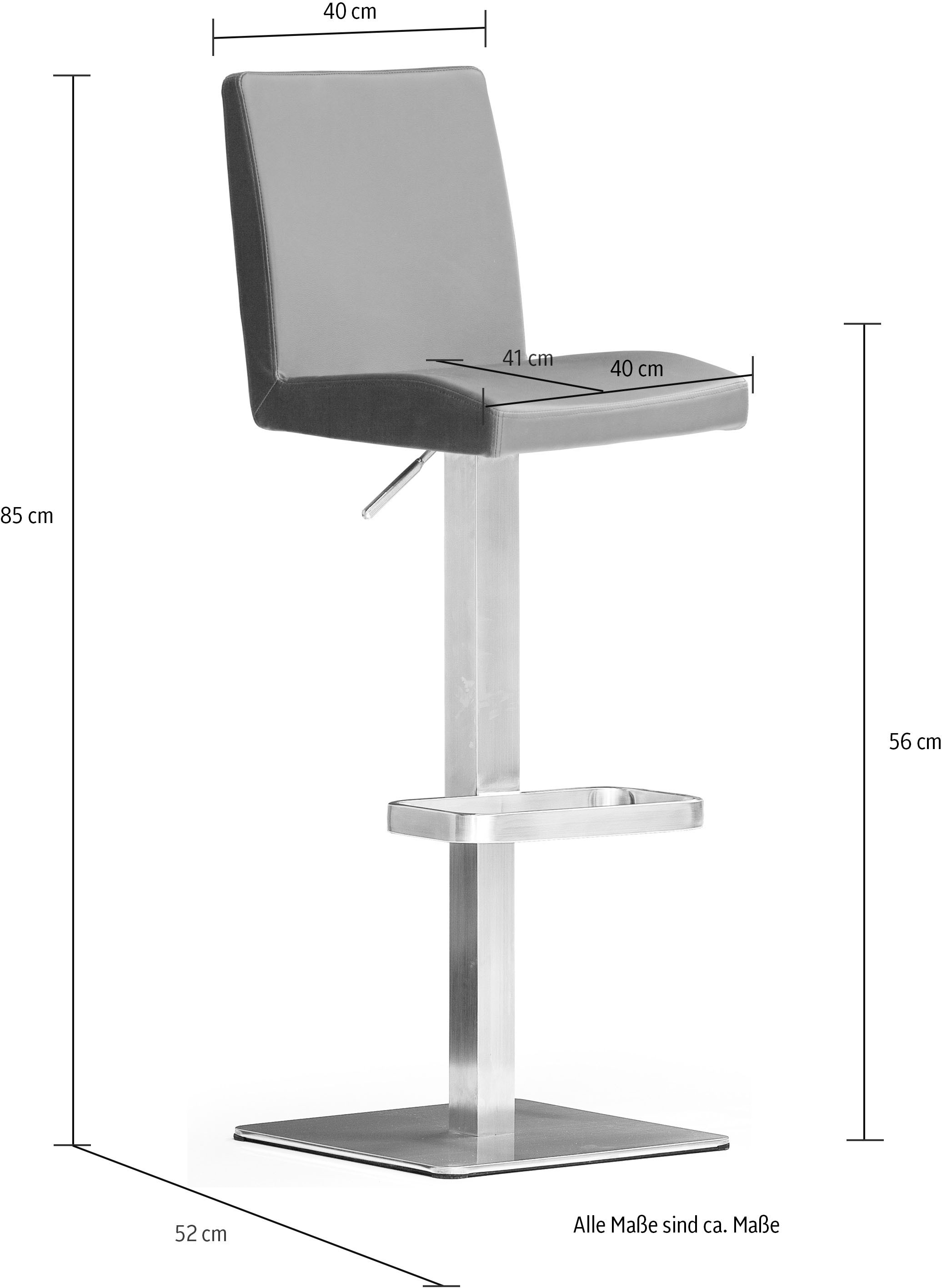 MCA furniture Bistrostuhl »BARBECOOL Barhocker Bistrostuhl Tresenhocker« () mit Rückenlehne,Bodenplatte eckig, 180° drehbar, Sitzhöhe von 56-81 cm