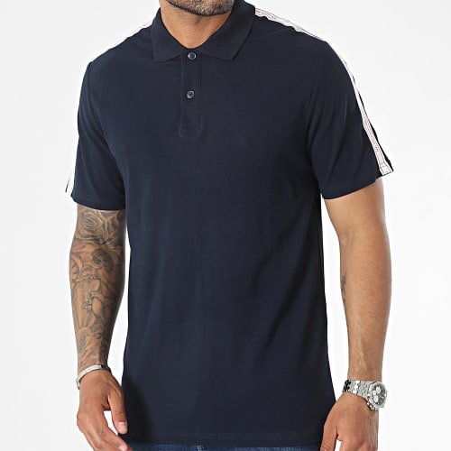 Polo Manches Courtes A Bandes Spirit Tape Bleu Marine