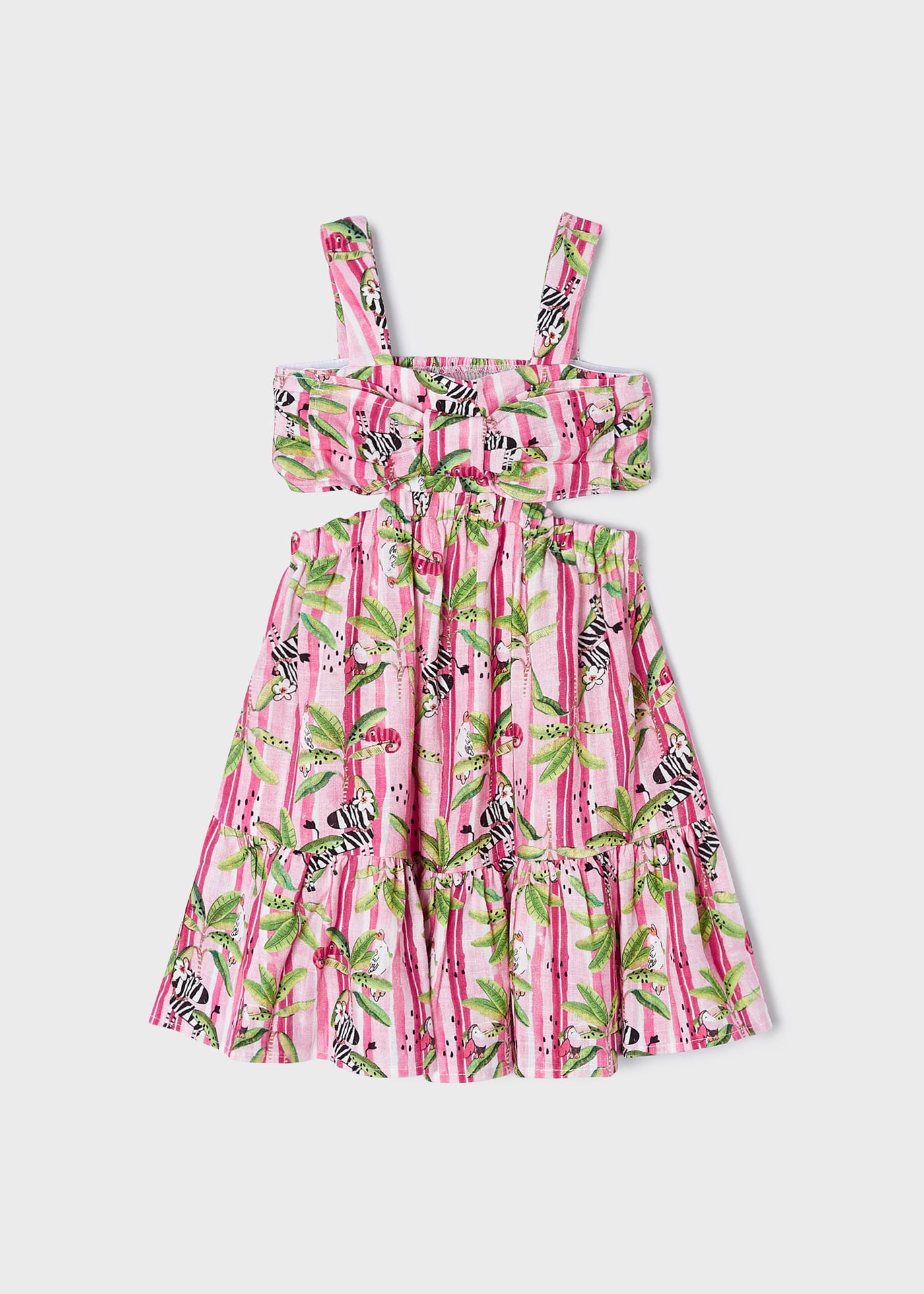 Vestido estampado com detalhe vazado para meninas