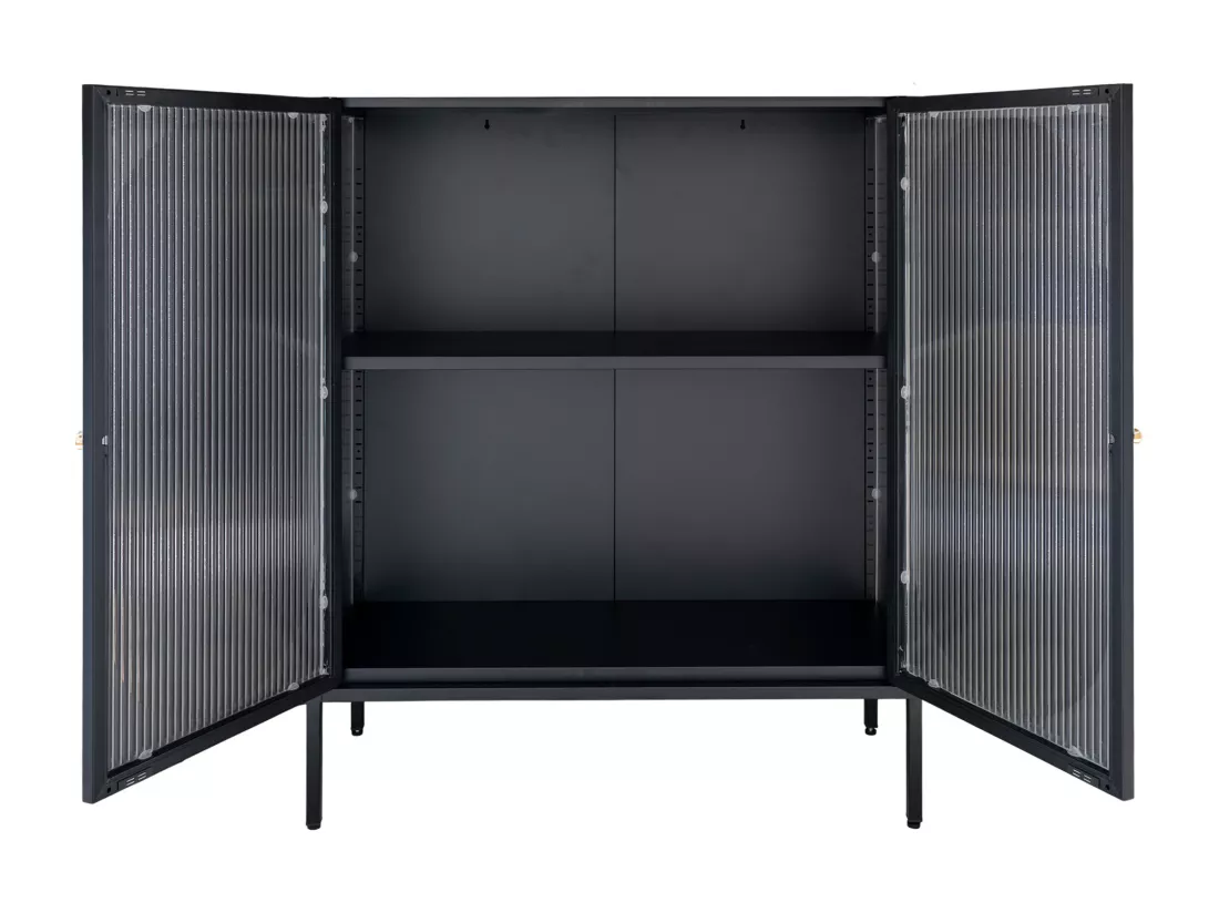 Adelaide - Buffet 2 portes en verre et métal L90cm : Couleur - Noir