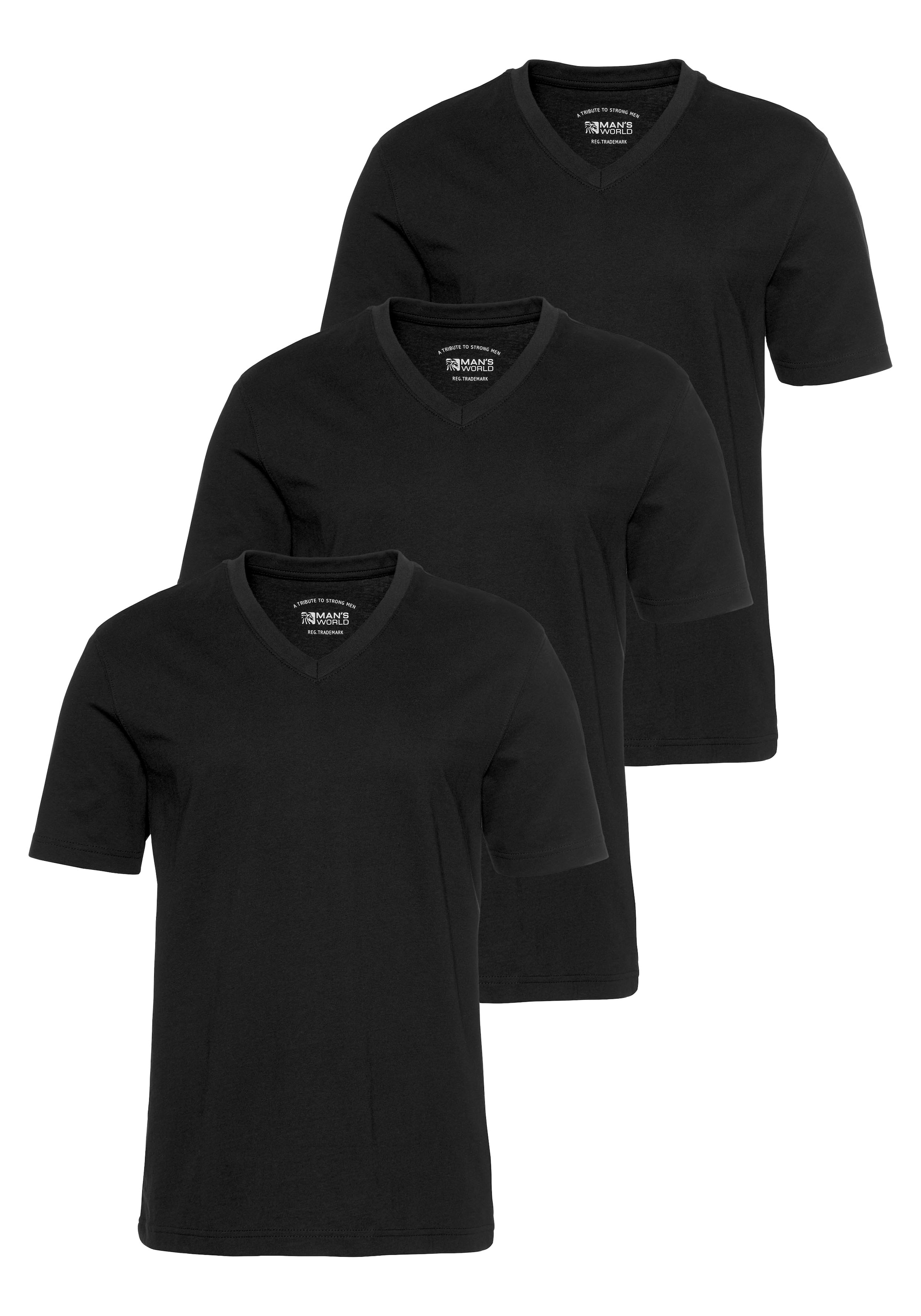 Man's World V-Shirt, 3 Stk. Kurzarm,  aus Baumwolle