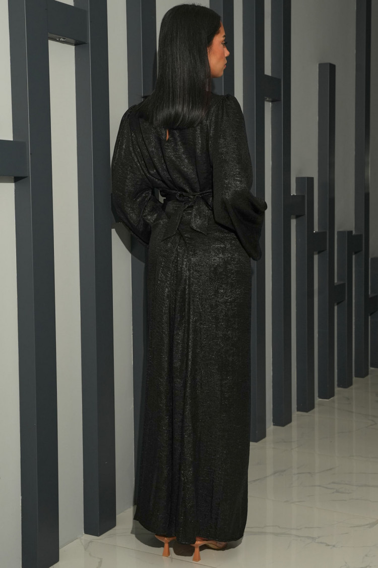 Robe ample noire pailleté à nouer