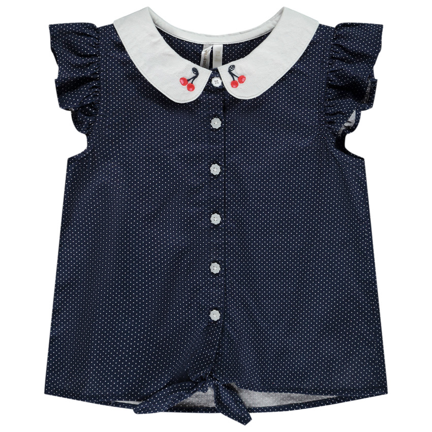 Chemise sans manches nouée à pois pour bébé fille