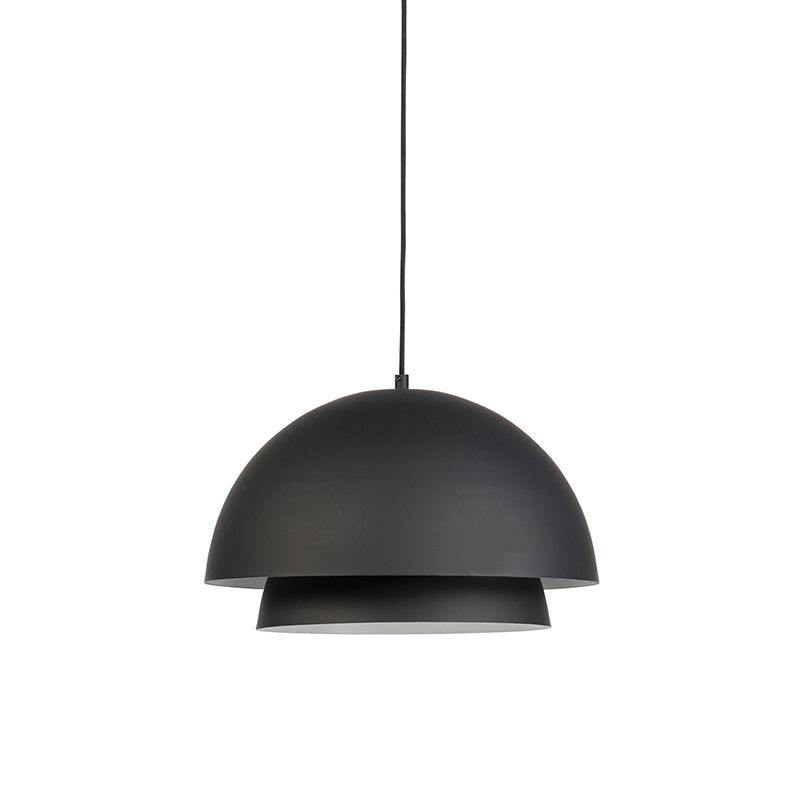 Scandinavische hanglamp zwart met wit 2-laags - Claudius