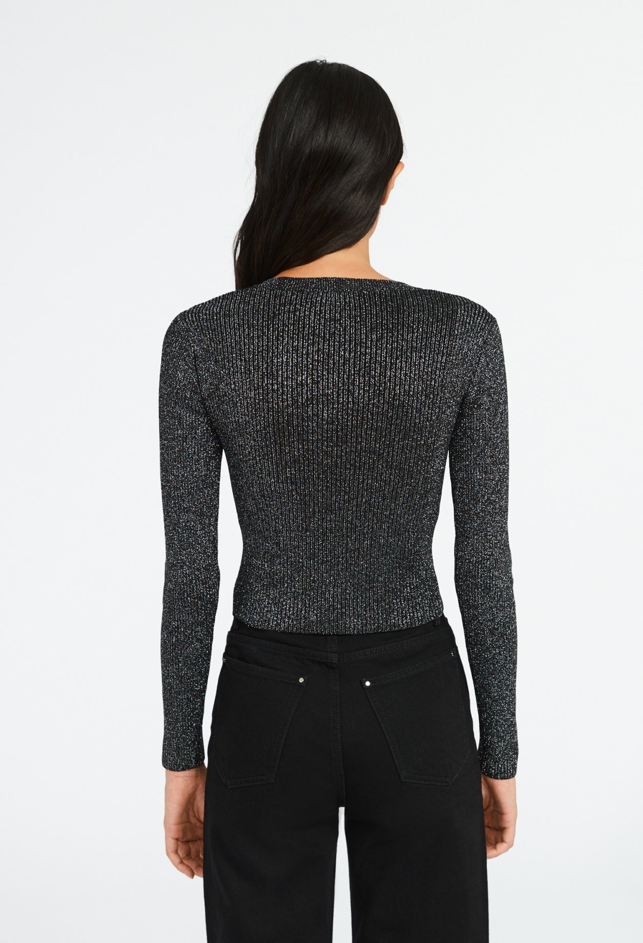 Pull argent maille scintillante