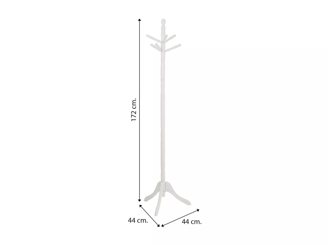 Porte-manteau sur pied en bois blanc 44x44x172h