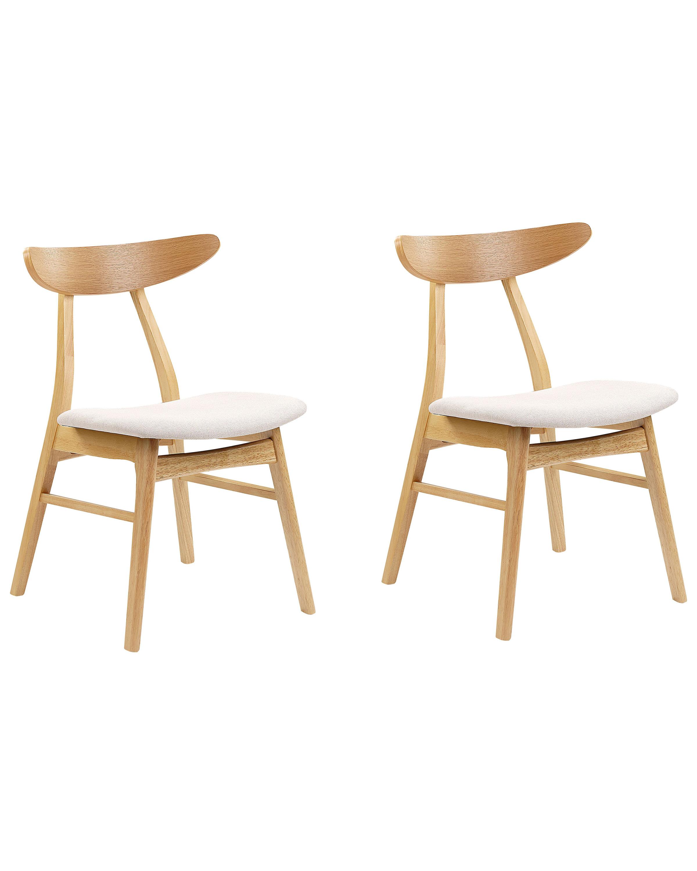 Set van 2 eetkamerstoelen LYNN Hout Lichtbruin/beige