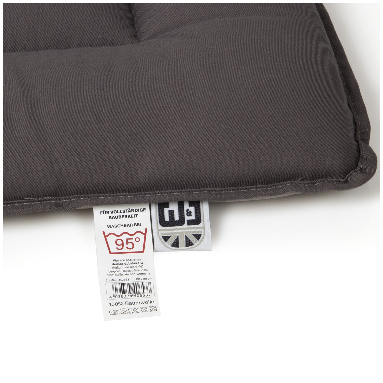 Wallace & Jones gepolsterte Wendedecke Shepherd hellgrau/ dunkelgrau S