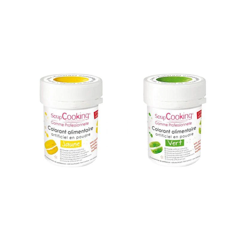 2 colorants alimentaires en poudre - vert-jaune Scrapcooking