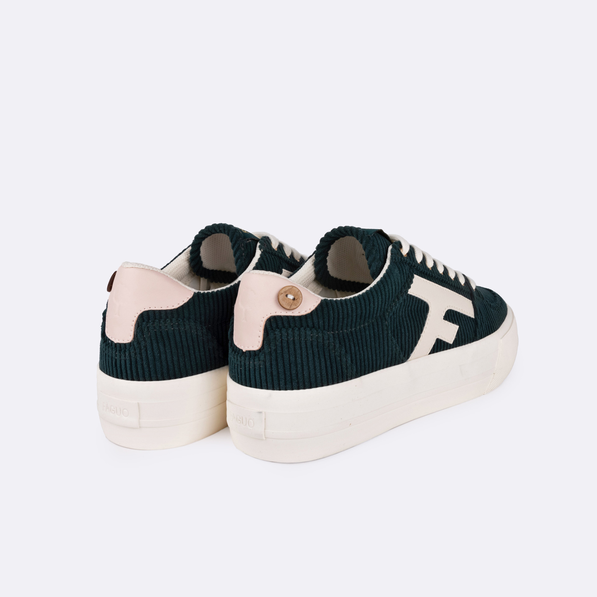 Tennis vert foncé végan en polyester recyclé et pu - modèle Walnut platform