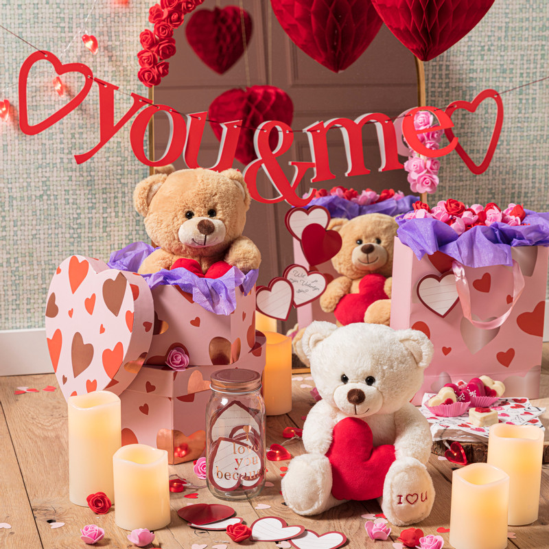 Cadeaudoos hart - roze - 27x22x13 cm