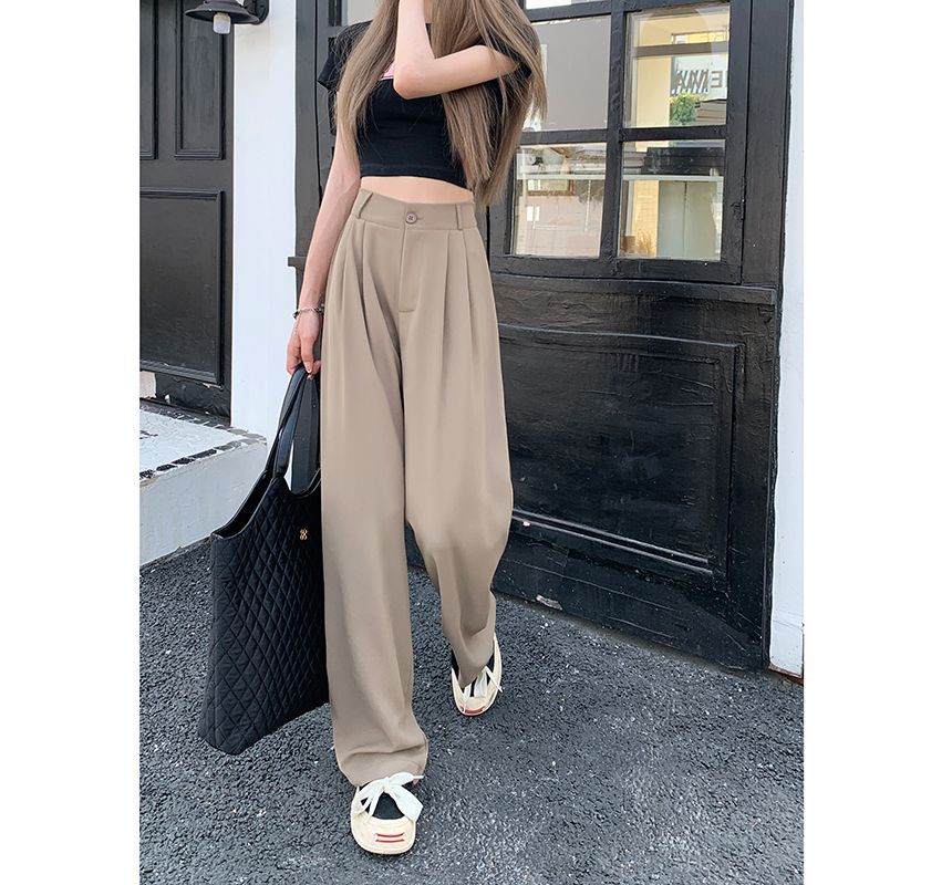 Moon City - Hoge taille effen wijde broek