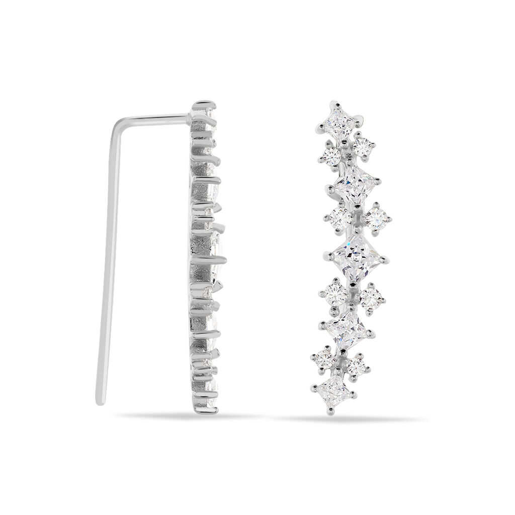 Bijoux D¿oreilles Grimpants Sarida Argent Blanc Oxyde De Zirconium