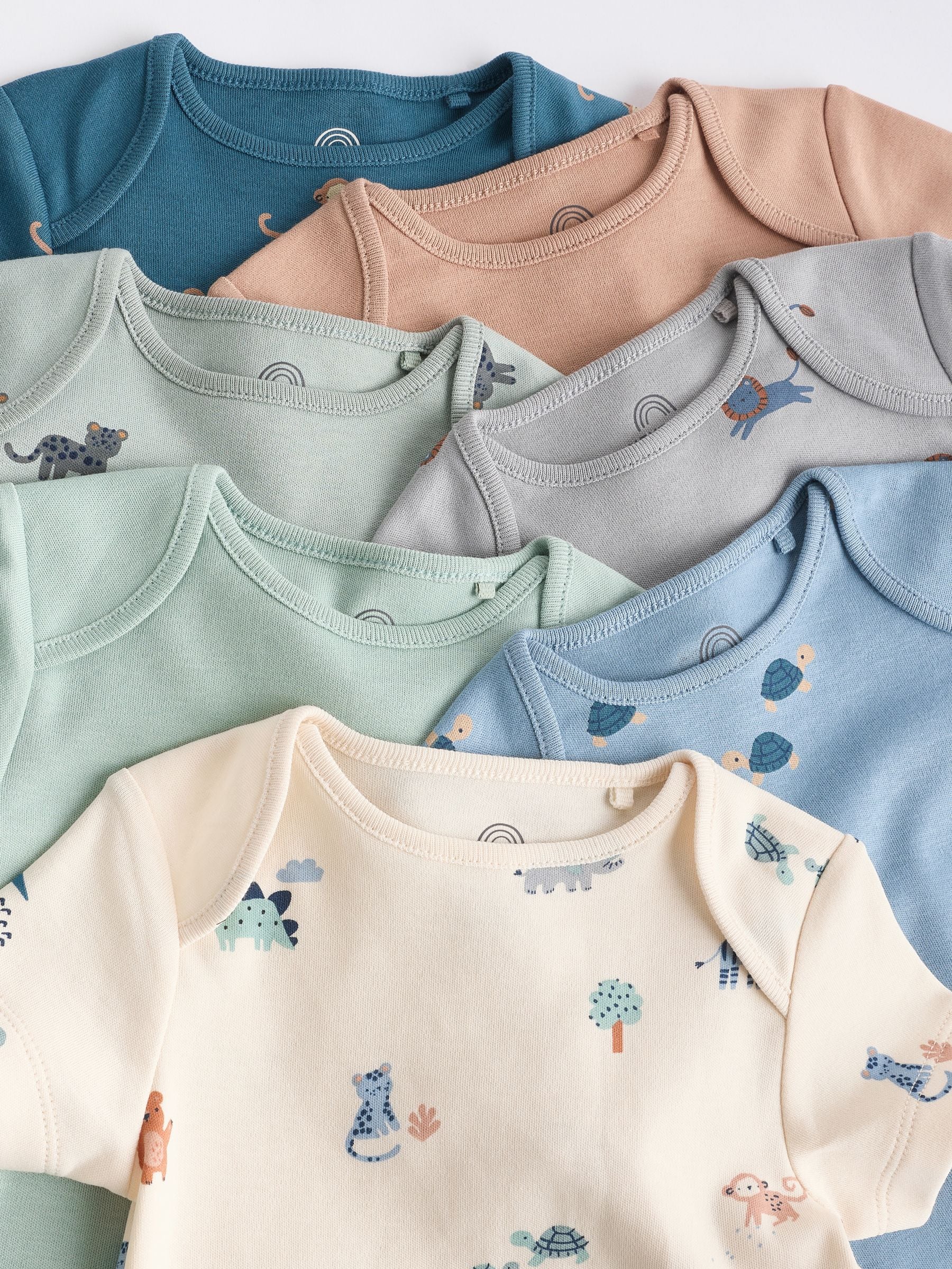 Blauwgroen - Baby 100% katoenen bodysuits verpakking van 7