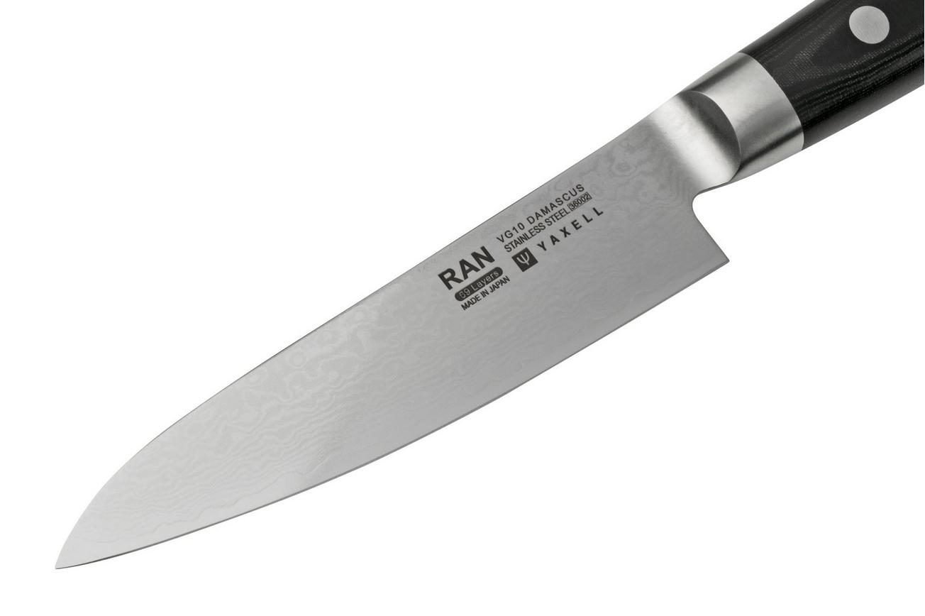 Yaxell Ran 36056, 3-delige messenset santoku 16,5 cm, universeelmes 12 cm en messenslijper