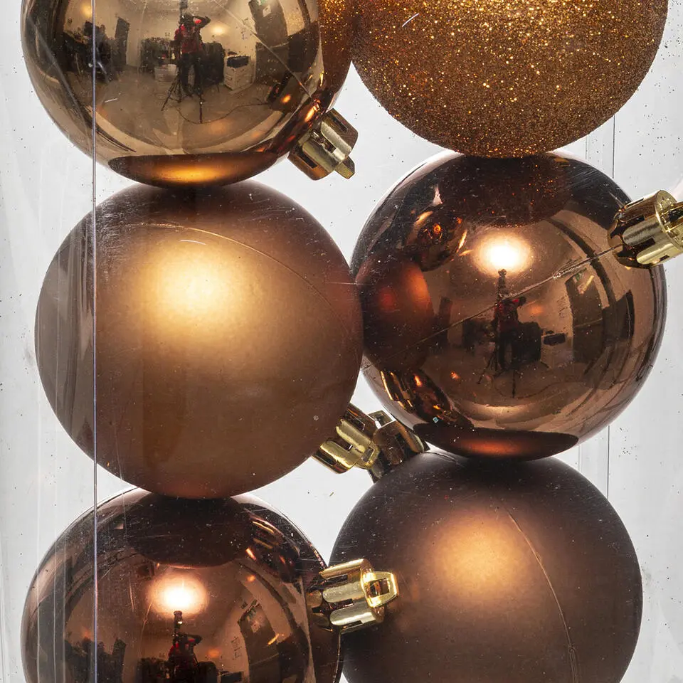 Atmosphera kerstballen - 8x stuks - brons - kunststof - 7 cm