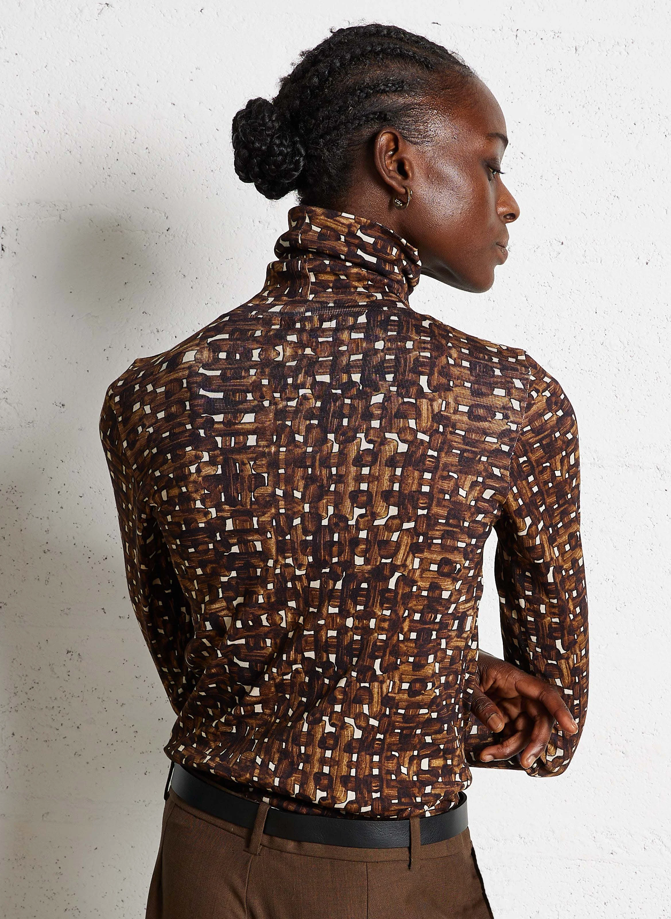 BADIA - Top col roulé imprimé en coton bio | Multicolore