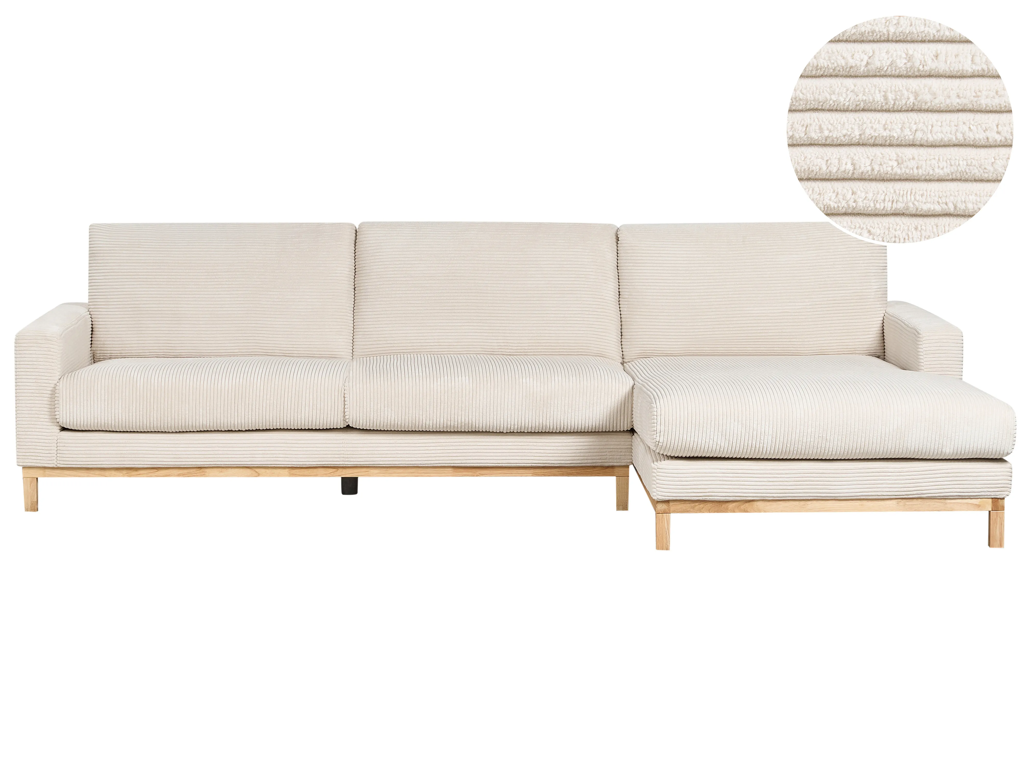 Hoekbank 4-zits SIGGARD Corduroy Lichtbeige linkszijdig