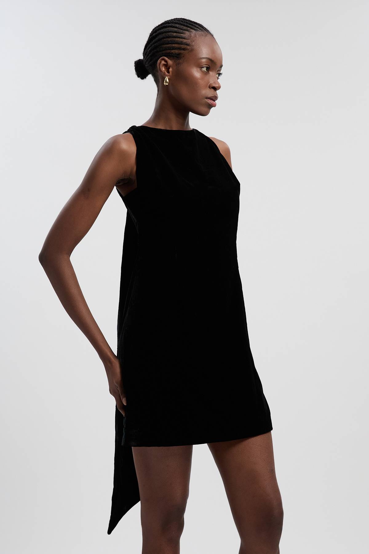 KarenMillen Robe Mini en Velours Tissé avec Liens dans le Dos