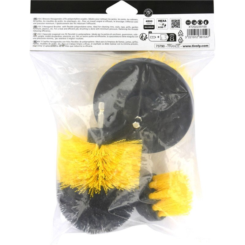 Brosses en fil de polypropylène souple Tivoly  - Lot de 3