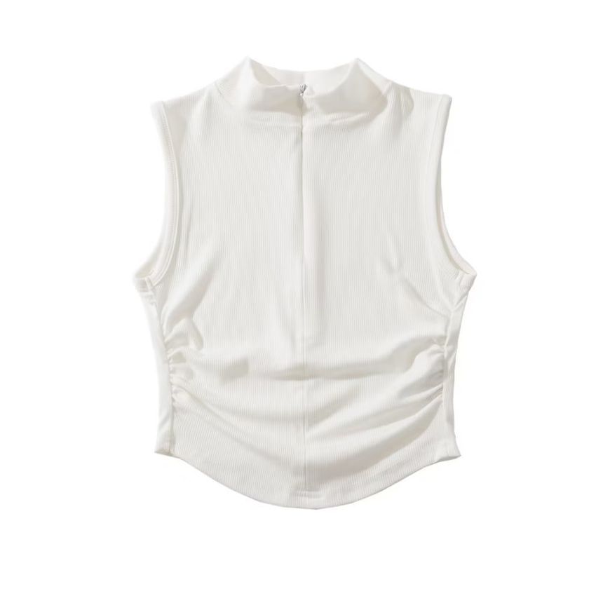 Osion - Tanktop met geplooide hals en effen kleur