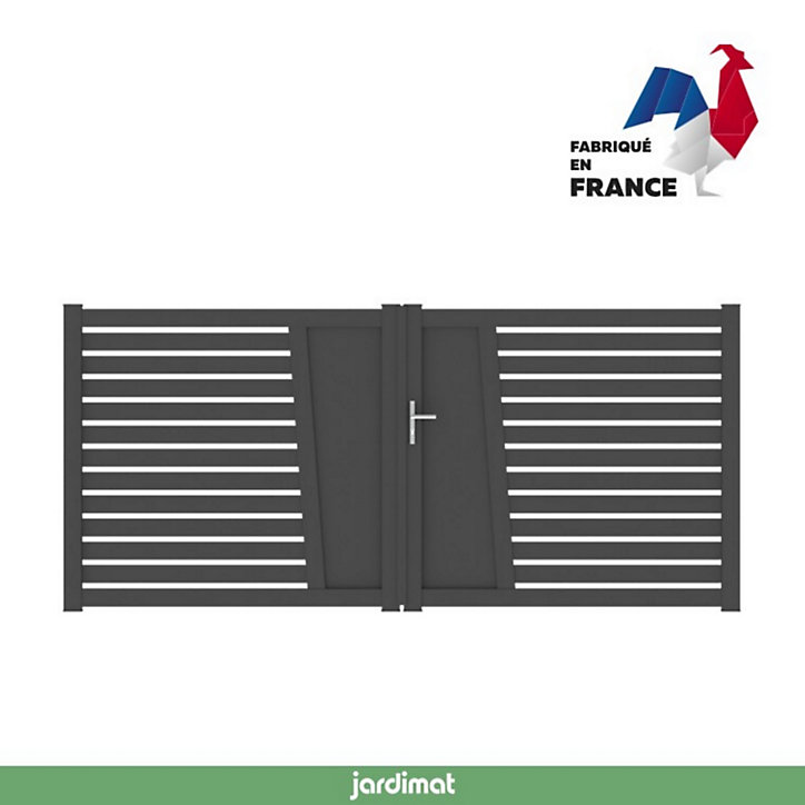 Portail Jardimat battant aluminium Audelange noir - 350 x h.164 cm