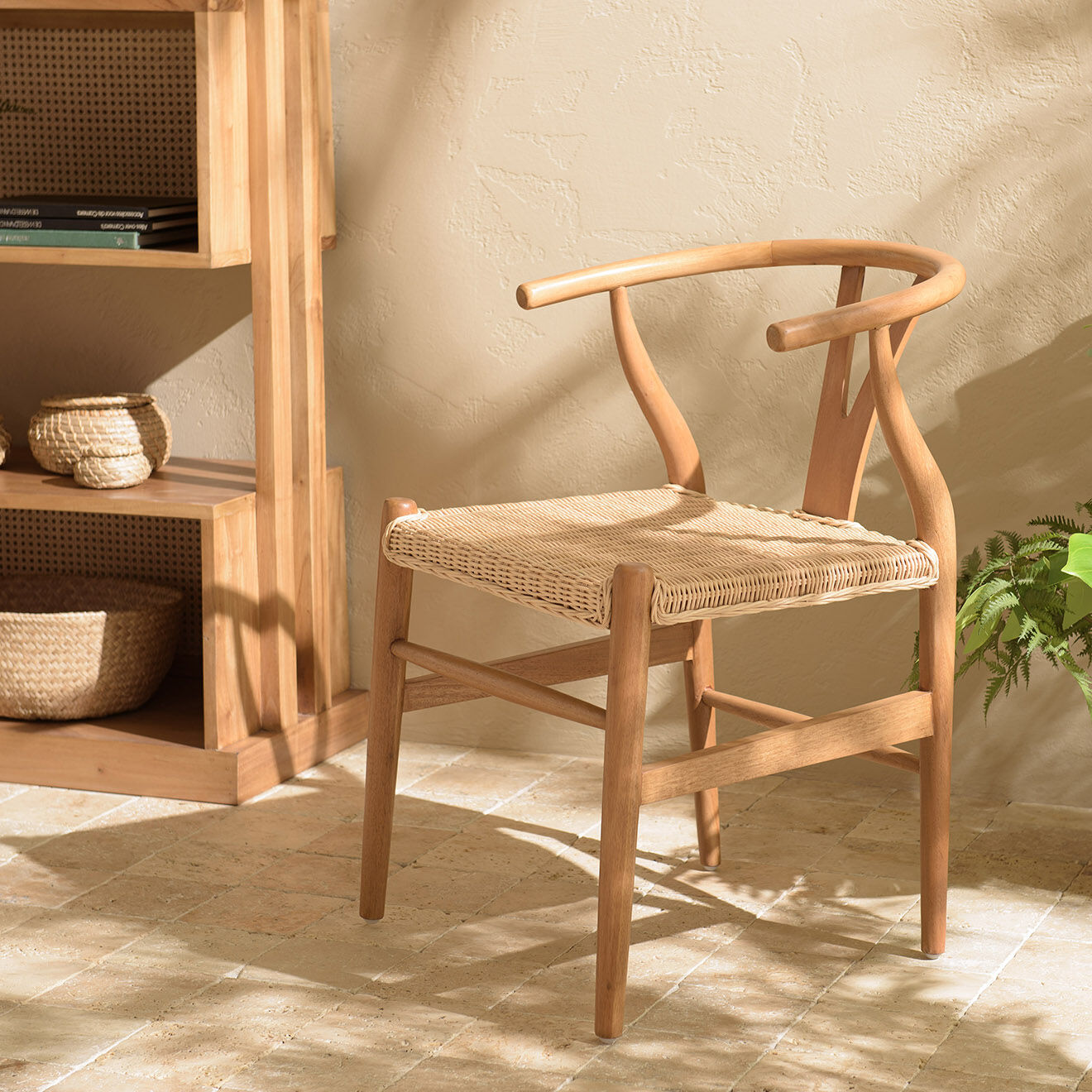 Macabane Chaise en bois de mahogany Will rotin - 52x56x76.5 cm