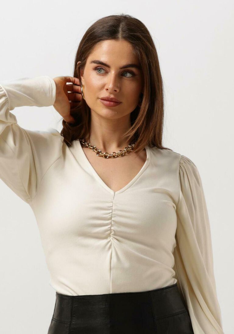 GESTUZ beige gestuz blouse rifagz v-neck blouse