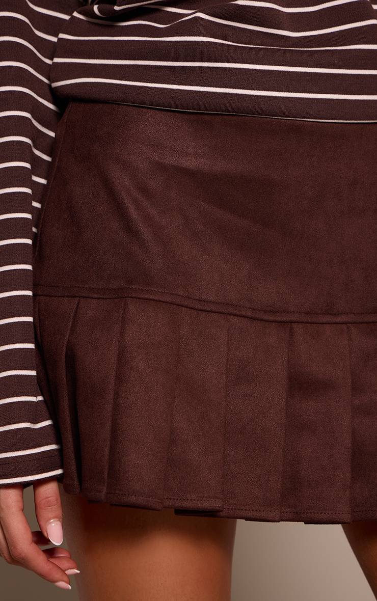 Dark Chocolate Mini-jupe Plissée En Synthétique