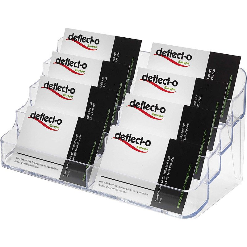 Porte-cartes de visite 2x4 compartiments - Dimensions L 20 x H 9,9 x P 9,2 cm coloris transparent
