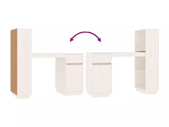 Bureau Blanc 110x53x117 cm Bois massif de pin