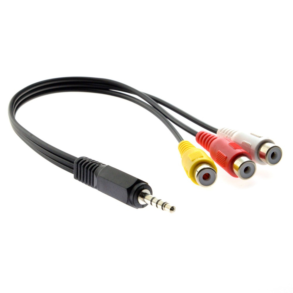 (30cm) 3.5mm Video Klinkestecker auf RCA Cinch Kupplung - Schwarz