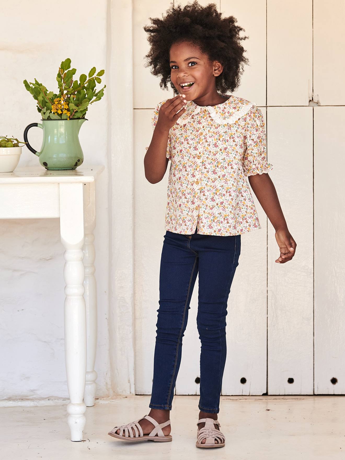 Calça legging jeans sem lavagem para meninas, lavagem cinza média