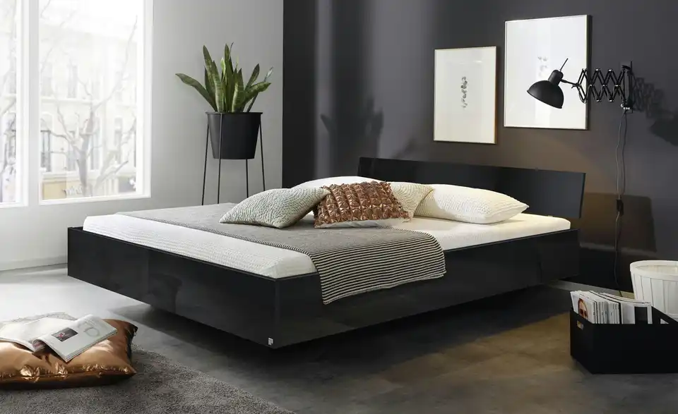 Futonbett Phoenix Grau, Hochglanz 160 cm