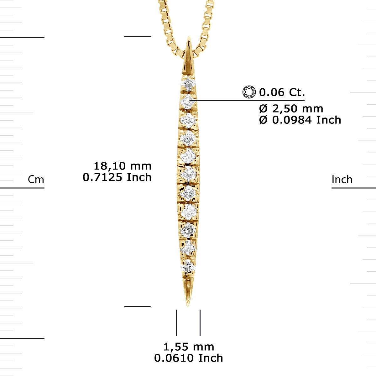 Collier Diamants 0,060 Cts Or Jaune 18 Carats