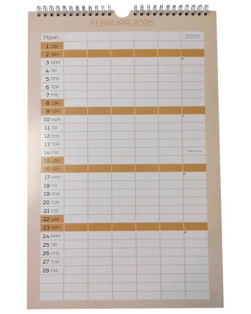 Familiekalender 2025 38,5 x 25 cm