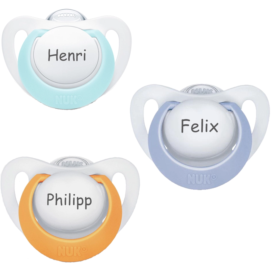 Schnullireich Schnuller mit Namen  Namensschnuller NUK Genius – 2er Set (Junge) Weiß