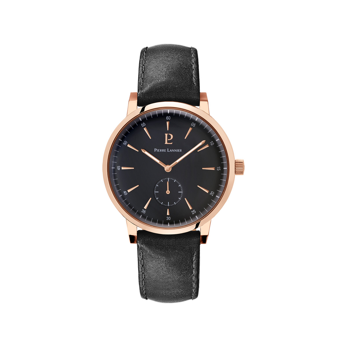 Montre Pierre Lannier homme acier doré rose cuir