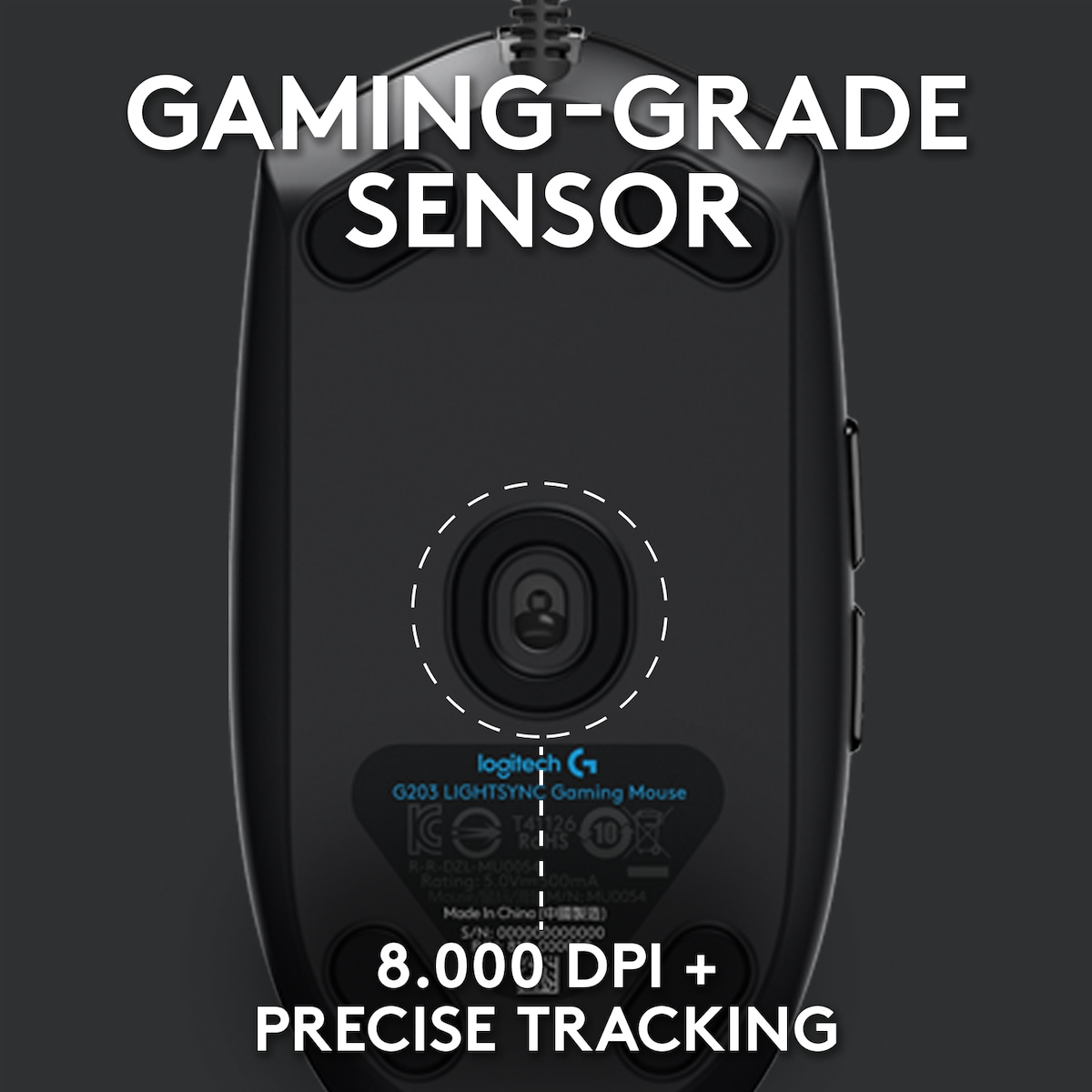 Logitech G203 Lightsync gamingmus (sort)