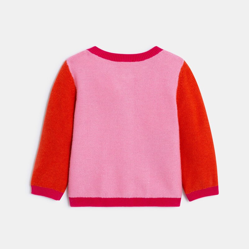 Cardigan bébé fille bicolore motifs fraises rose Catimini Rose