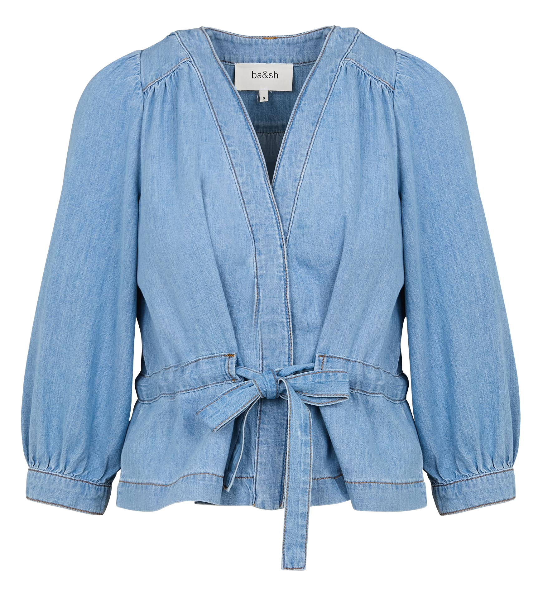LAVINA - Top col V droit en coton | Bleu
