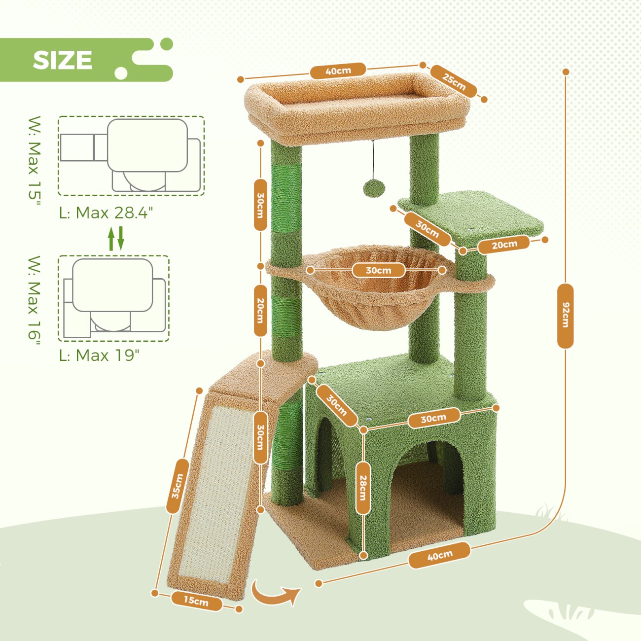 Pawz Road Kleiner Katzenbaum 92cm grün
