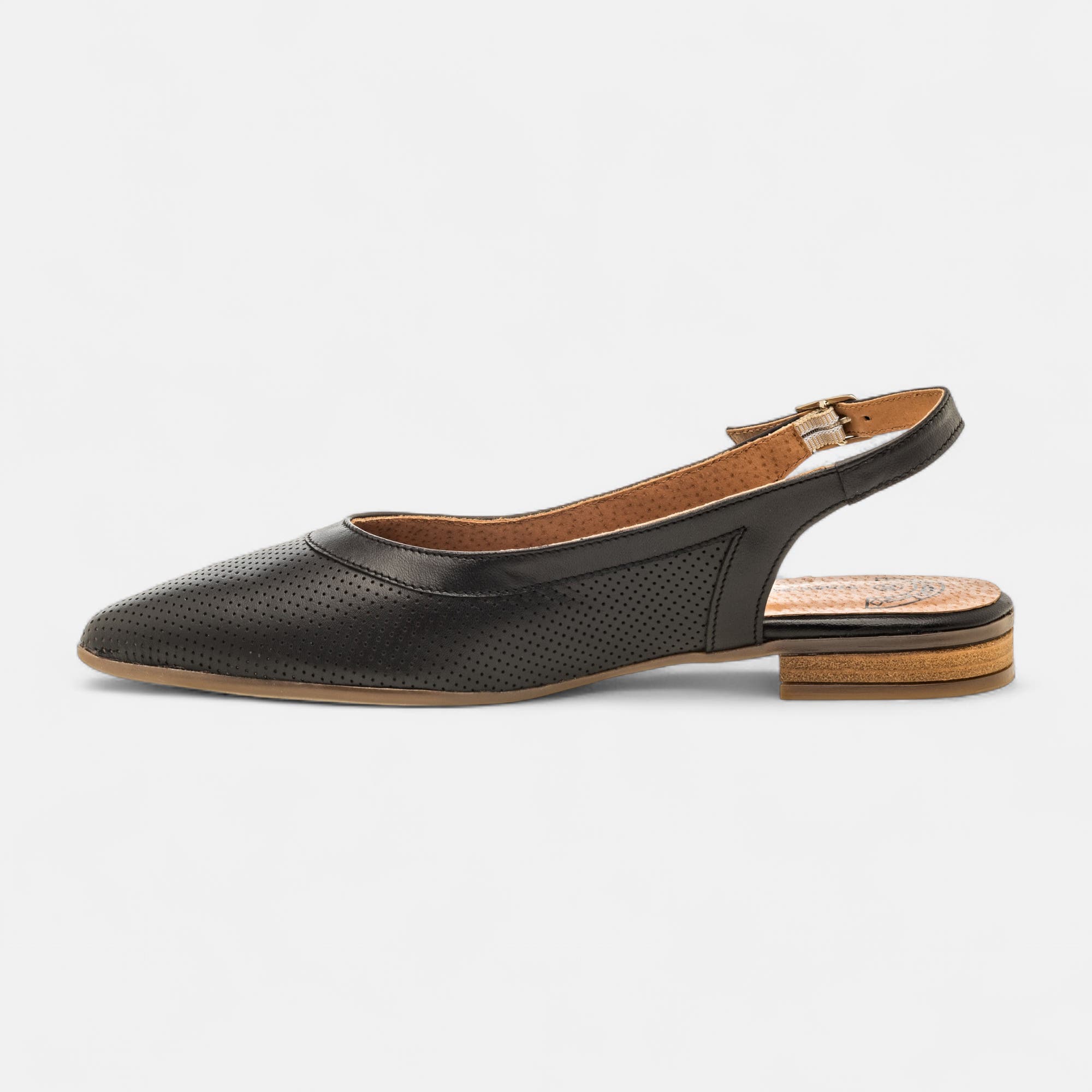 Escarpins avec bride arrière Femme en cuir noir
